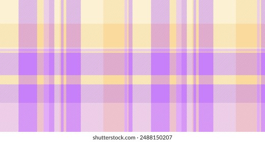 Real textile texture seamless, cool pattern background plaid. Nobility tartan check fabric vector in violet and papaya whip color.