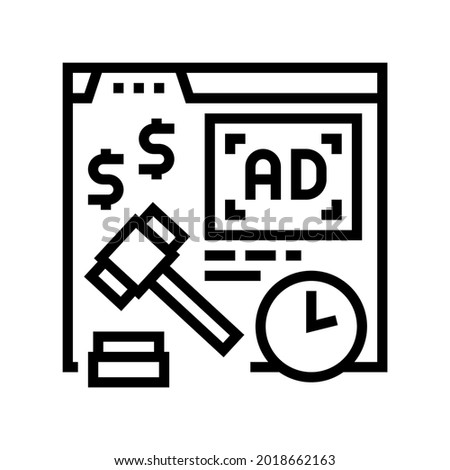 real time bidding line icon vector. real time bidding sign. isolated contour symbol black illustration