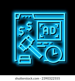 real time bidding neon light sign vector. real time bidding illustration