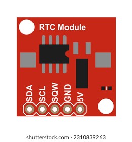 Real Time Clock Module DS1307 RTC Vector Illustration: Showcasing the Design and Features of the DS1307 Real-Time Clock (RTC) Module, Used for Accurate Timekeeping in Electronic Systems