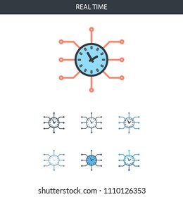 Real time concept all styles simple icon shape. Simple flat illustration. Real time concept symbol line design from Augmented reality set. Can be used for web UI/UX