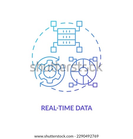 Real time data blue gradient concept icon. Technology development. Information processing trend abstract idea thin line illustration. Isolated outline drawing. Myriad Pro-Bold font used