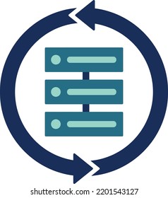 real time data flat vector icon, server symbol.