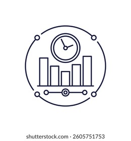 real time data icon, business analytics line vector