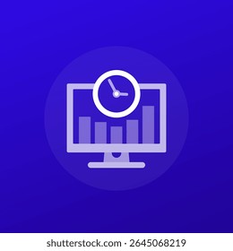 real time data icon, business analysis, transparent design