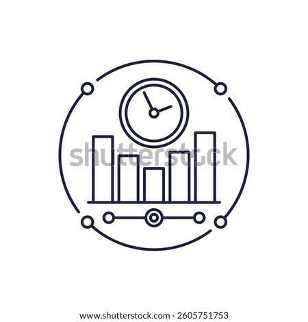 real time data icon, business analytics line vector