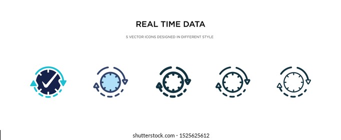 real time data icon in different style vector illustration. two colored and black real time data vector icons designed in filled, outline, line and stroke style can be used for web, mobile, ui