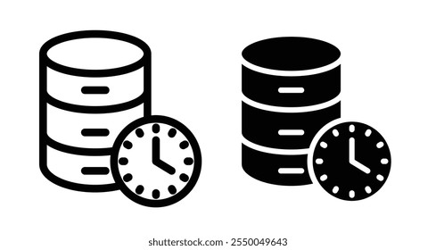 Real time data Icon set in black filled and line.