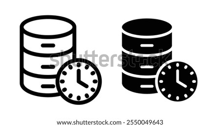 Real time data Icon set in black filled and line.