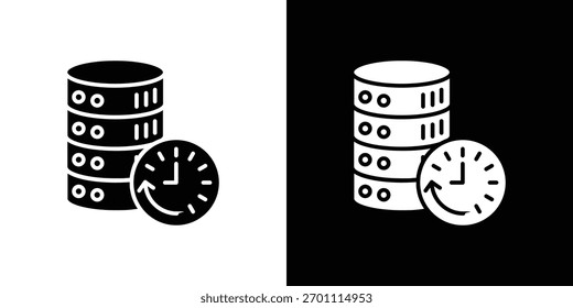 Real time data icon silhouette vector in black colors. flat symbol logo design style