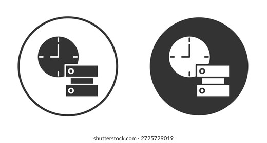 Echtzeit-Datensymbol in trendigem, flachem Schwarz-Weiß. geeignet für Grafikdesign