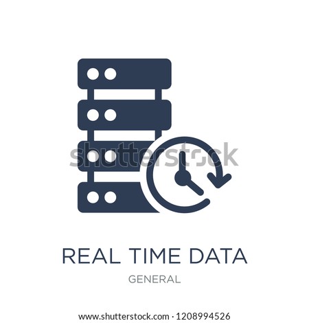 real time data icon. Trendy flat vector real time data icon on white background from General collection, vector illustration can be use for web and mobile, eps10
