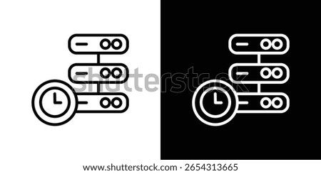 Real time data icons in line style. Editable black and white strokes