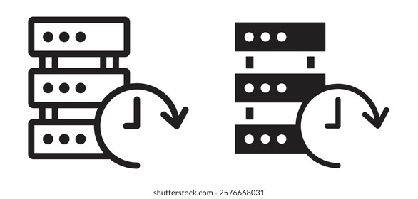 Real time data icons in outline and stroke versions