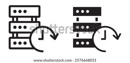 Real time data icons in outline and stroke versions