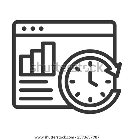 Real Time Data Outline Icon Vector Illustration