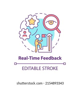 Real time feedback concept icon. Gamification benefit for students. Education trend abstract idea thin line illustration. Isolated outline drawing. Editable stroke. Arial, Myriad Pro-Bold fonts use