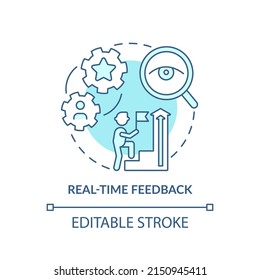 Real time feedback turquoise concept icon. Gamification benefit. Education trend abstract idea thin line illustration. Isolated outline drawing. Editable stroke. Arial, Myriad Pro-Bold fonts use