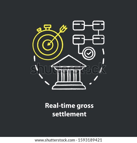 Real time gross settlement chalk concept icon. Funds transfer procedure idea. RTGS. Payment settling. Banking system. Financial transaction. Vector isolated chalkboard illustration