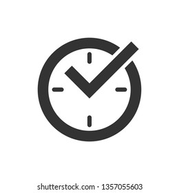 Real Time Icon In Flat Style. Clock Vector Illustration On White Isolated Background. Watch Business Concept.