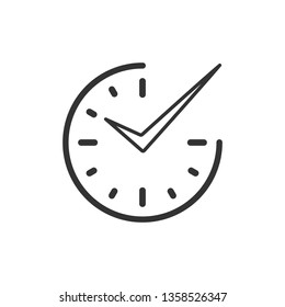 Real time icon in flat style. Clock vector illustration on white isolated background. Watch business concept.