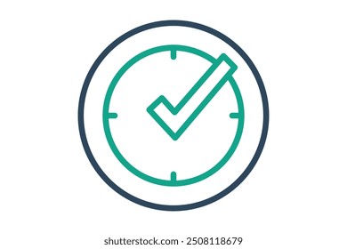 Real time icon. line icon style. clock with check mark. icon related to efficiency. productivity elements vector illustration
