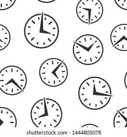 Real time icon seamless pattern background. Clock vector illustration on white isolated background. Watch business concept.