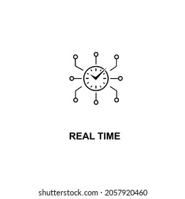 vector de icono en tiempo real. signo en tiempo real sobre fondo blanco. icono en tiempo real para web y aplicación