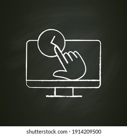 Real time interactive chalk icon. Live chat. Virtual medical consultation. Telehealth medical care. Telemedicine, health care concept. Isolated vector illustration on chalkboard