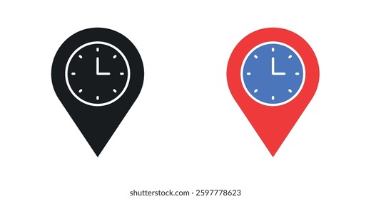 Real time location colored icon set. Stock Vector