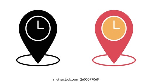 Real time location flat and liner vector icons set