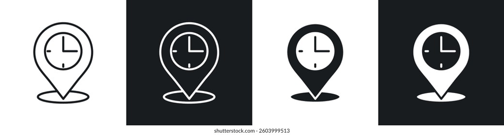 Real time location icon symbol collection on white background.