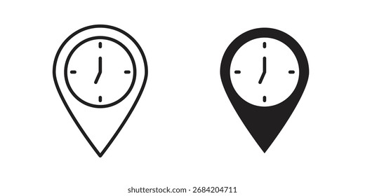 Real time location icon for web designs. outline and clipart icons set