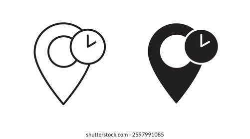 Real time location line icon vector set.
