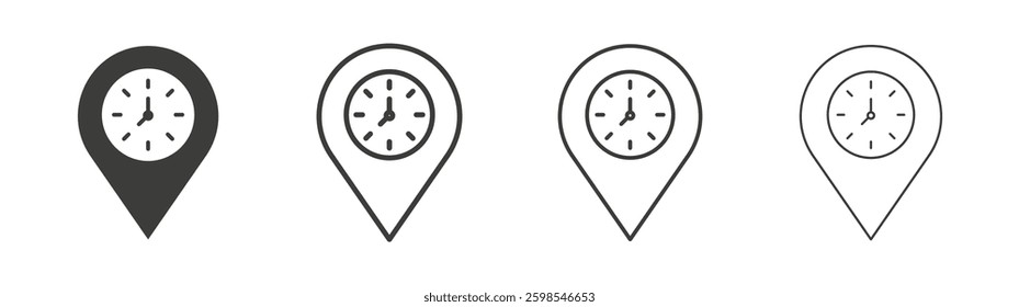Real time location line icon vector illustration set.