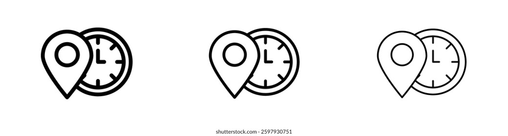 Real time location thin line vector icon set.