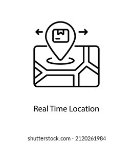 Real Time Location vector Outline icon for web isolated on white background EPS 10 file