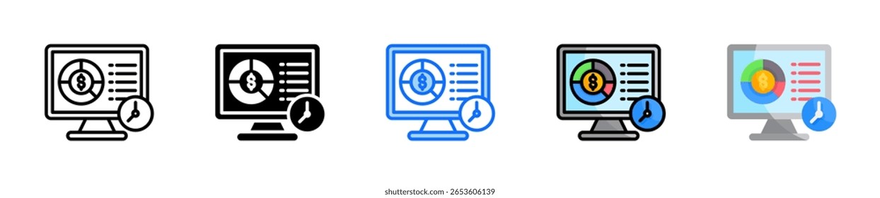 Ícone de Monitoramento em Tempo Real Define Coleção de Vários Estilos