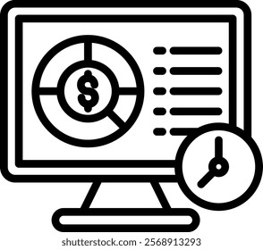 Real Time Monitoring Vector Lineal Icon On White Background.