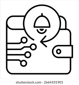 Icono de esquema de notificación en tiempo real Ilustración vectorial