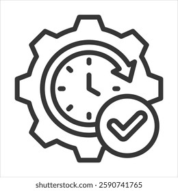 Real Time Outline Icon Vector Illustration