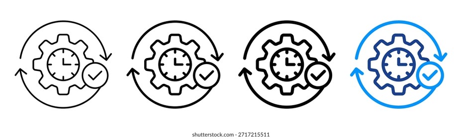 Real Time Processing Icon Different Outline Collection Set