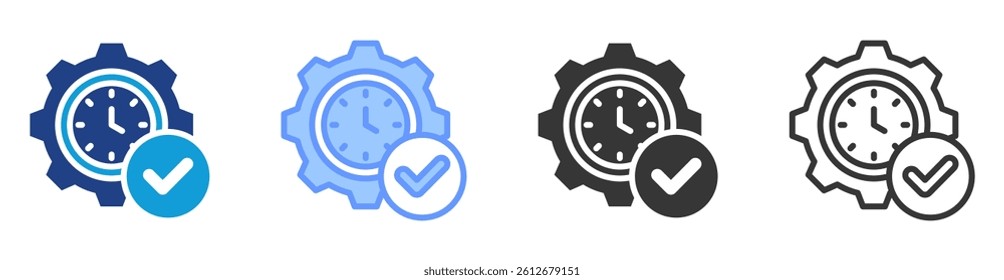 Real time processing icon set multiple style collection