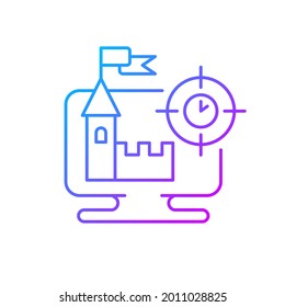 Real time strategy game gradient linear vector icon. Player controling units on digital battleground. Thin line color symbols. Modern style pictogram. Vector isolated outline drawing