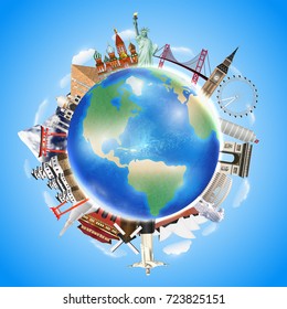 A real travel landmark around the world vector