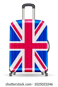 real travel luggage bag with united kingdom flag