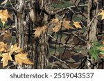 Real tree forest camouflage seamless pattern design pattern for hunting and military uniform. Hunting camouflage