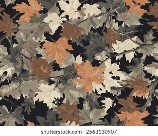 Real tree forest camouflage seamless pattern design pattern for hunting and military uniform. Hunting camouflage. Vector leaves camouflage pattern for hunting and military