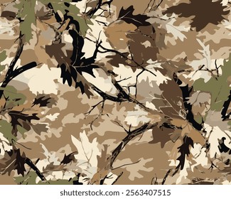 Real tree forest camouflage seamless pattern design pattern for hunting and military uniform. Hunting camouflage