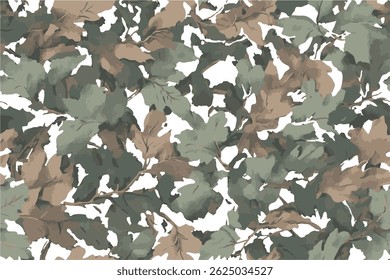 Real tree forest camouflage seamless pattern design pattern for hunting and military uniform. Camouflage pattern with tree branches and leaves, perfect for forest hunting.